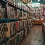 Vintage Vinyl Aisle Inside Retro Record Store