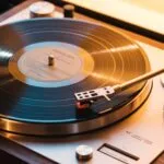 Vinyl Record Spinning Turntable Warm Light Texture