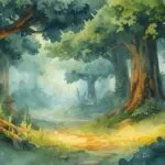 Watercolor Ghibli Forest Scene