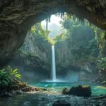 Waterfall Cave Hidden Grotto Lush Entrance Tropical