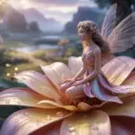 Whimsical Magical Fairy Girl Gentle Flower Scene