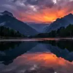 Wide River Under Orange Sunset