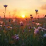Wildflower Meadow Sunset Scene