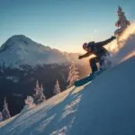 Winter Mountain Snowboarder Action Shot