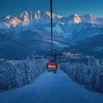 Winter Ski Resort Gondola Snowy Peaks