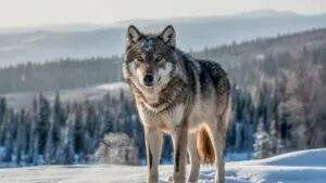 Wolf Staring In The Snow