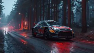 WRC Rally Car Forest Stage Jump