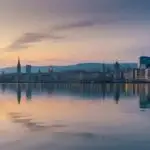 Zurich City Reflections on Lake