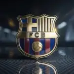 3D Chrome Barcelona Badge on Cinematic Background