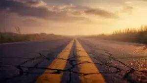 Abandoned Road at Sunset