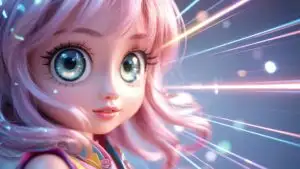 Adorable Anime Character with Bright Sparkling Eyes