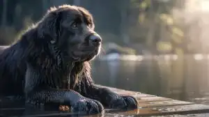 Adorable Newfoundland Dog Wet Fur