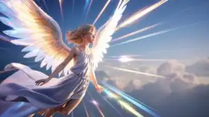 Anime Angel Girl Floating In Light