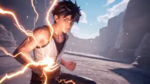 Anime Boy Casting Powerful Lightning Magic