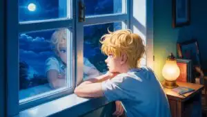 Anime Boy Looking Out The Window