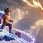 Anime Boy Standing On Floating Rocks