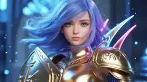 Anime Fantasy Paladin Girl In Golden Armor