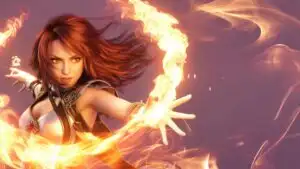 Anime Fire Mage Girl Casting Powerful Magic
