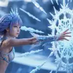 Anime Girl Casting Ice Spell
