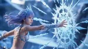 Anime Girl Casting Ice Spell