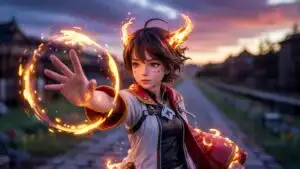 Anime Girl Controlling Fire Orb