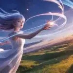 Anime Girl Dancing with the Wind in a Meadow