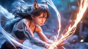 Anime Girl Transforming Into Wolf Spirit