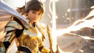 Anime Girl With Golden Armor