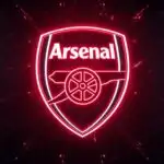 Arsenal Red and White Neon Crest