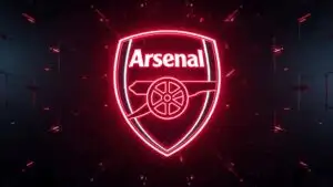 Arsenal Red and White Neon Crest