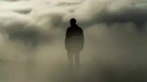 Backlit Silhouette in Heavy Fog