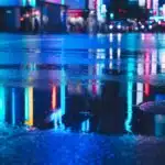 Blue Reflection on Wet Pavement