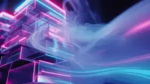 Blurred Neon Blocks Creating Vapor Illusion