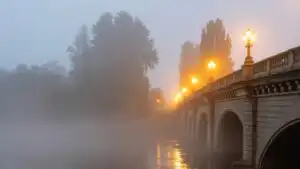 Bridge Lights Fading into Fog