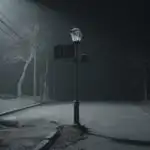 Broken Street Light in Deserted Road