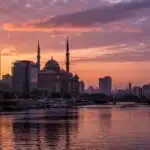 Cairo City Sunset Over Nile