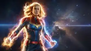 Captain Marvel Igniting Binary Cosmic Energy
