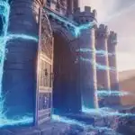 Castle Gates With Blue Magical Barrier