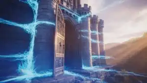 Castle Gates With Blue Magical Barrier
