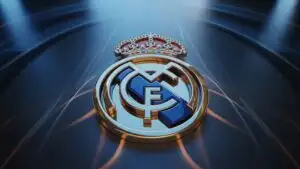 Chrome & Gold Real Madrid Shield 8K Render