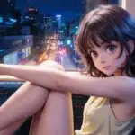 Cinematic Anime Girl Watching City Lights From Train Window