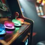 Classic Arcade Buttons Close-Up With Glow