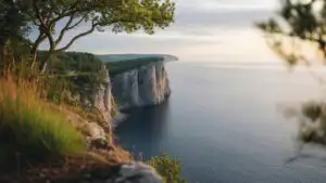 Cliffside View With Deep Blue Horizon