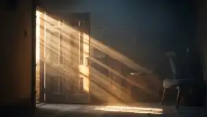 Closed Door With Light Coming Through
