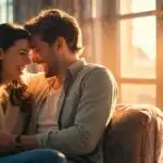 Couple Laughing Together on a Cozy Sofa