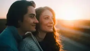 Couple Smiling Together Under Soft Morning Sun