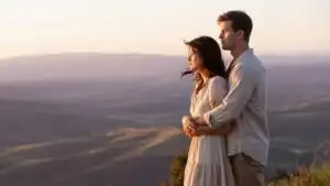 Couple Standing Together at a Scenic Overlook