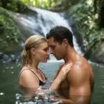 Couple Under Waterfall Hidden Tropical Grotto Exotic