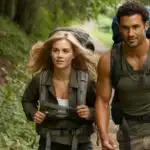 Couple With Backpacks Hiking Forest Path Exploration