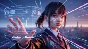 Cyber Academy Student With Virtual Interface